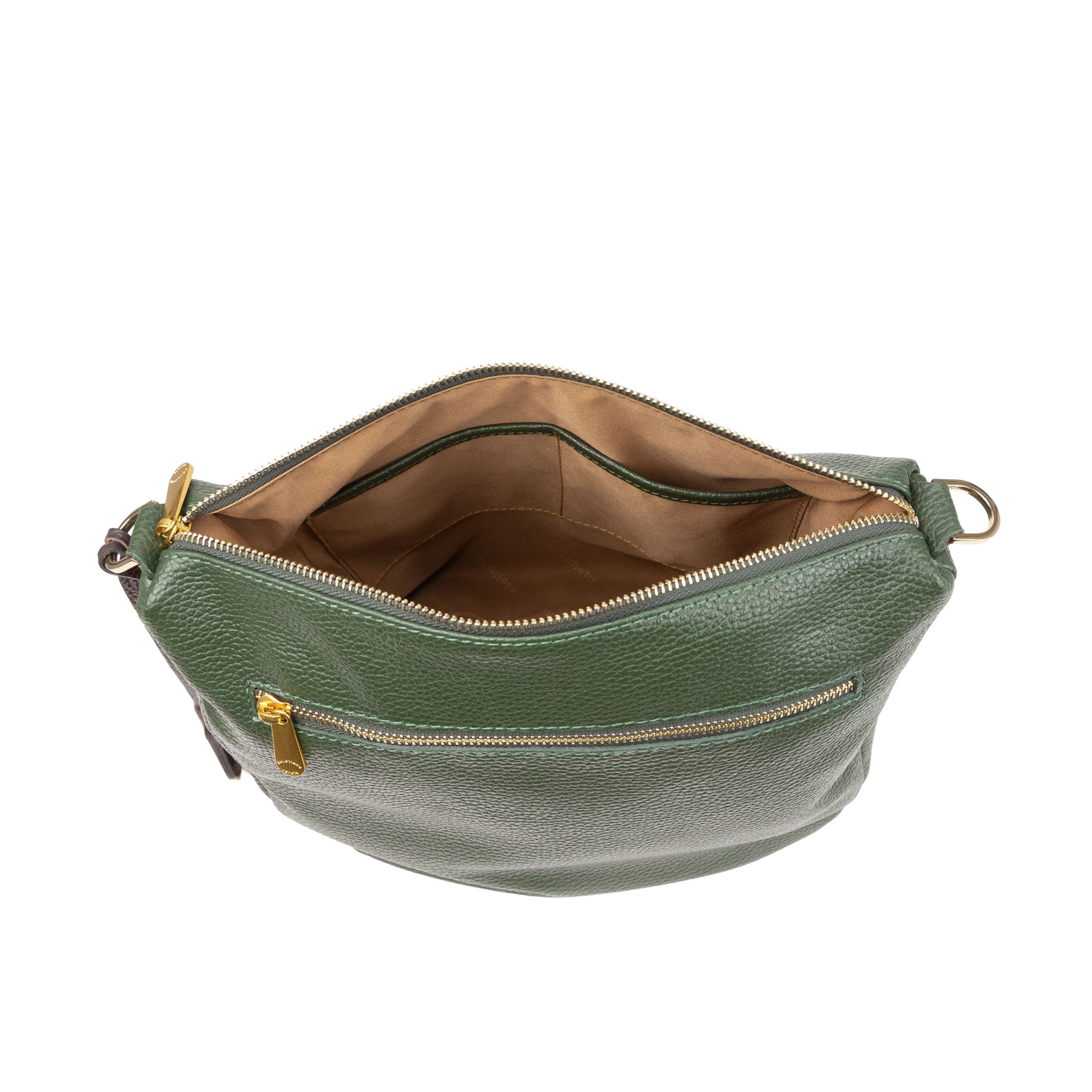 Sacca a spalla in pelle da donna, con tasche laterali e tracolla in tessuto regolabile art. D27311 di Pelletteria Veneta