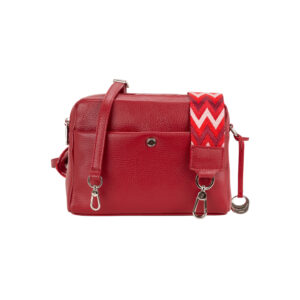 Handcrafted Pebbled Leather Crossbody Bag with Chevron Strap D27316