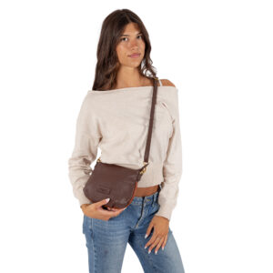 Alternative view of Tracollina in pelle da donna con decorazione V27605