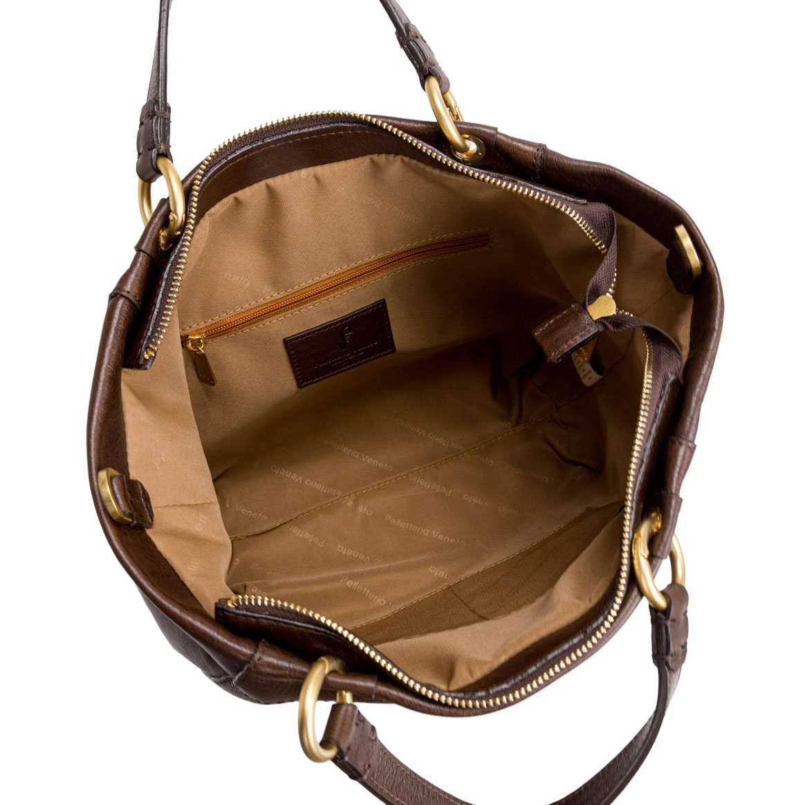 Borsa a mano media con doppi manici in pelle conciata al vegetale art F27204 di Pelletteria Veneta
