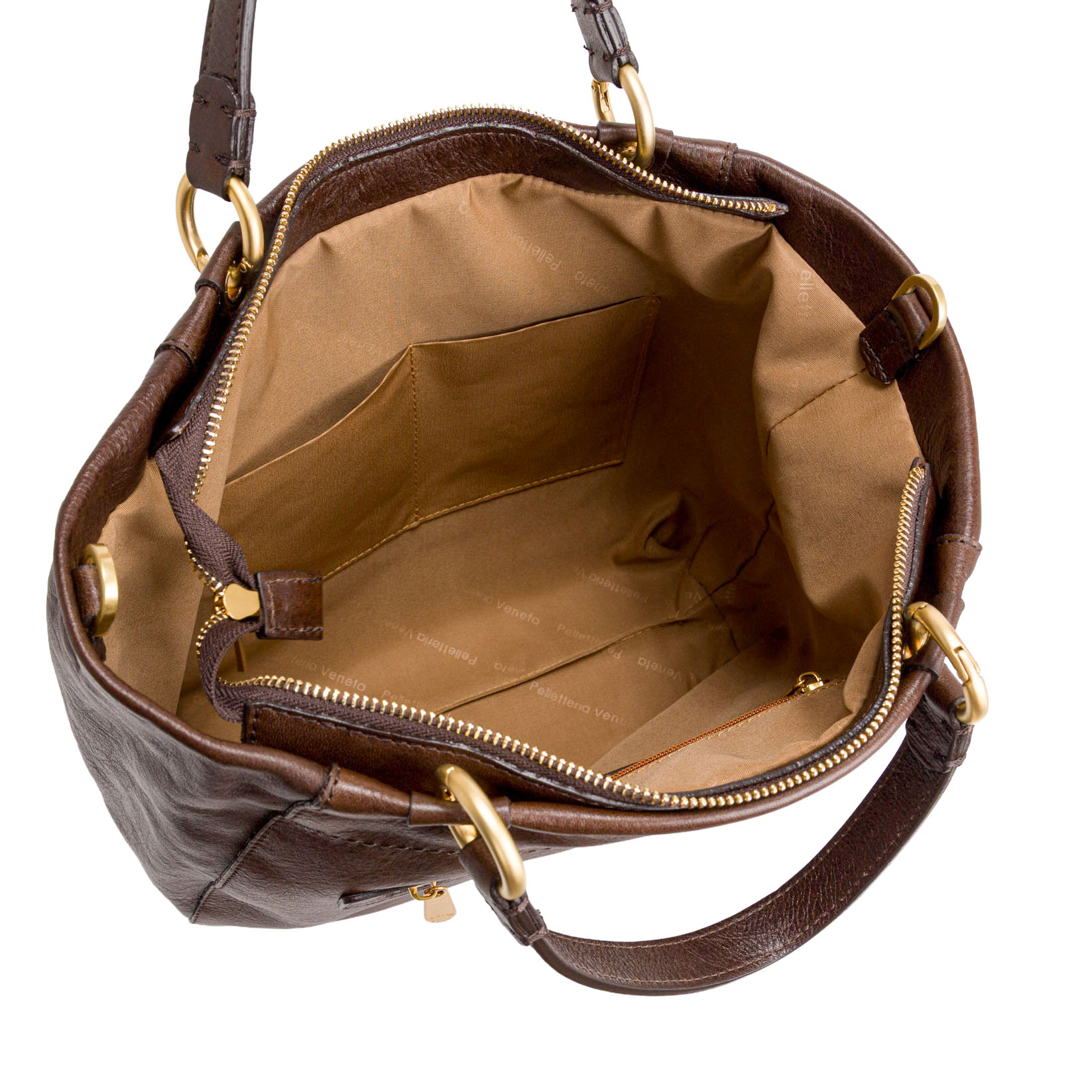 Borsa a mano media con doppi manici in pelle conciata al vegetale art F27204 di Pelletteria Veneta