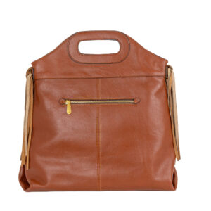 Borsa a mano in pelle con concia vegetale e frange decorative. Mod. F27209 di Pelletteria Veneta