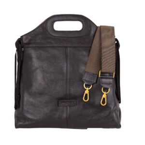 Women's Leather Handbag with Integrated Handle and Fringe Details F27208