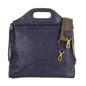Women's Leather Handbag with Integrated Handle and Fringe Details F27208
