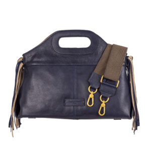 Women's Leather Handbag with Integrated Handles and Fringe F27209