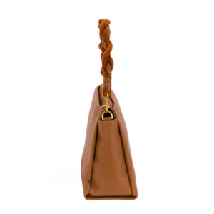Borsa a mano in pelle da donna con manico intrecciato in pelle e ciniglia di Pelletteria Veneta