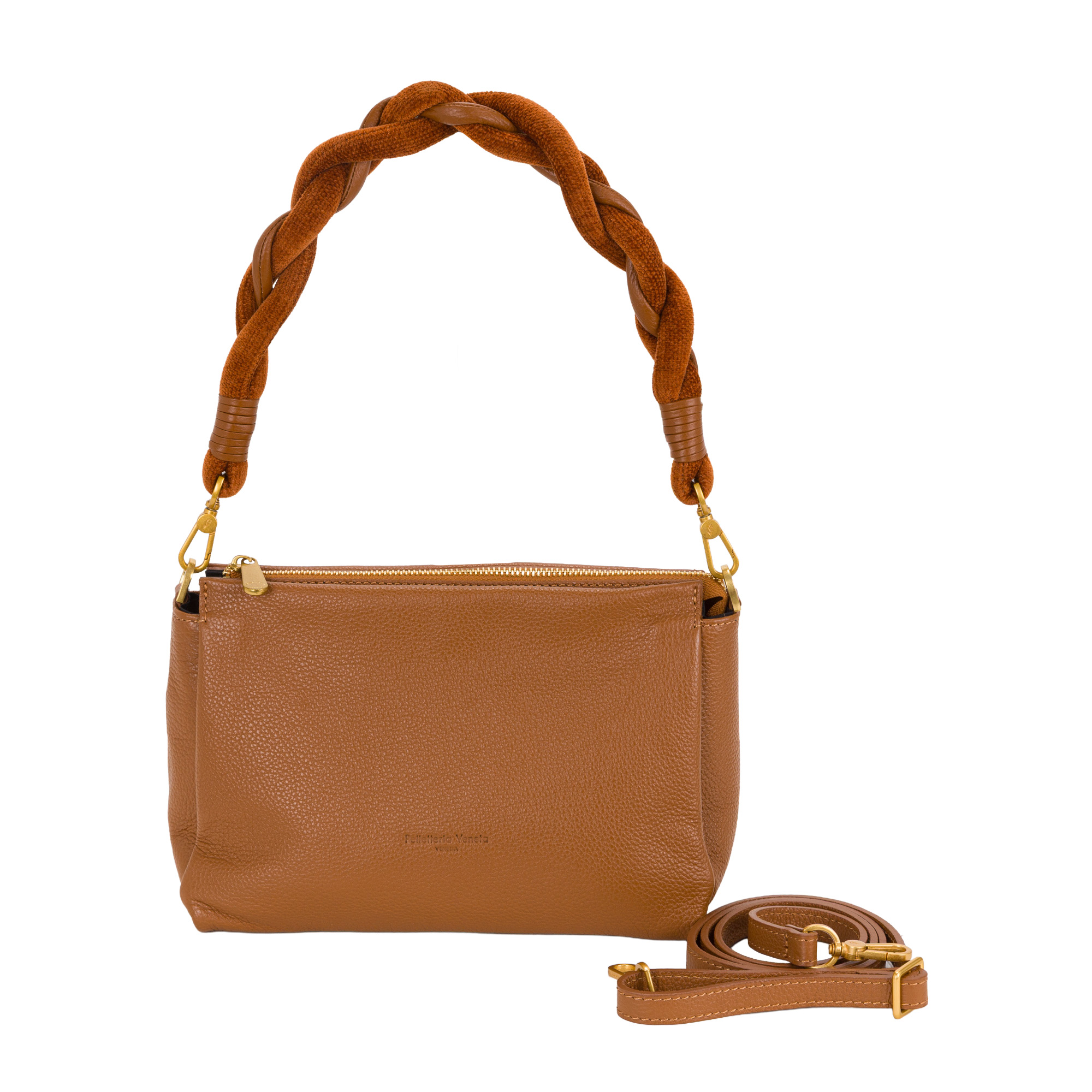 Women's leather handbag with brainded handle V27618 - Image 6