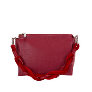 Women's leather handbag with brainded handle V27618