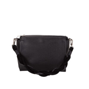 Women's leather handbag with brainded handle V27618