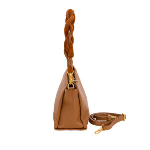 Women's leather handbag with brainded handle V27618 - Image 4