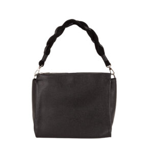 Pelletteria Veneta V27617 Multi-Compartment Italian Leather Shoulder Bag with Braided Handle