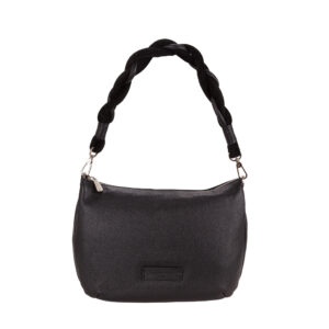 V27621 Women's Pebbled Leather Shoulder Bag with Braided Handle