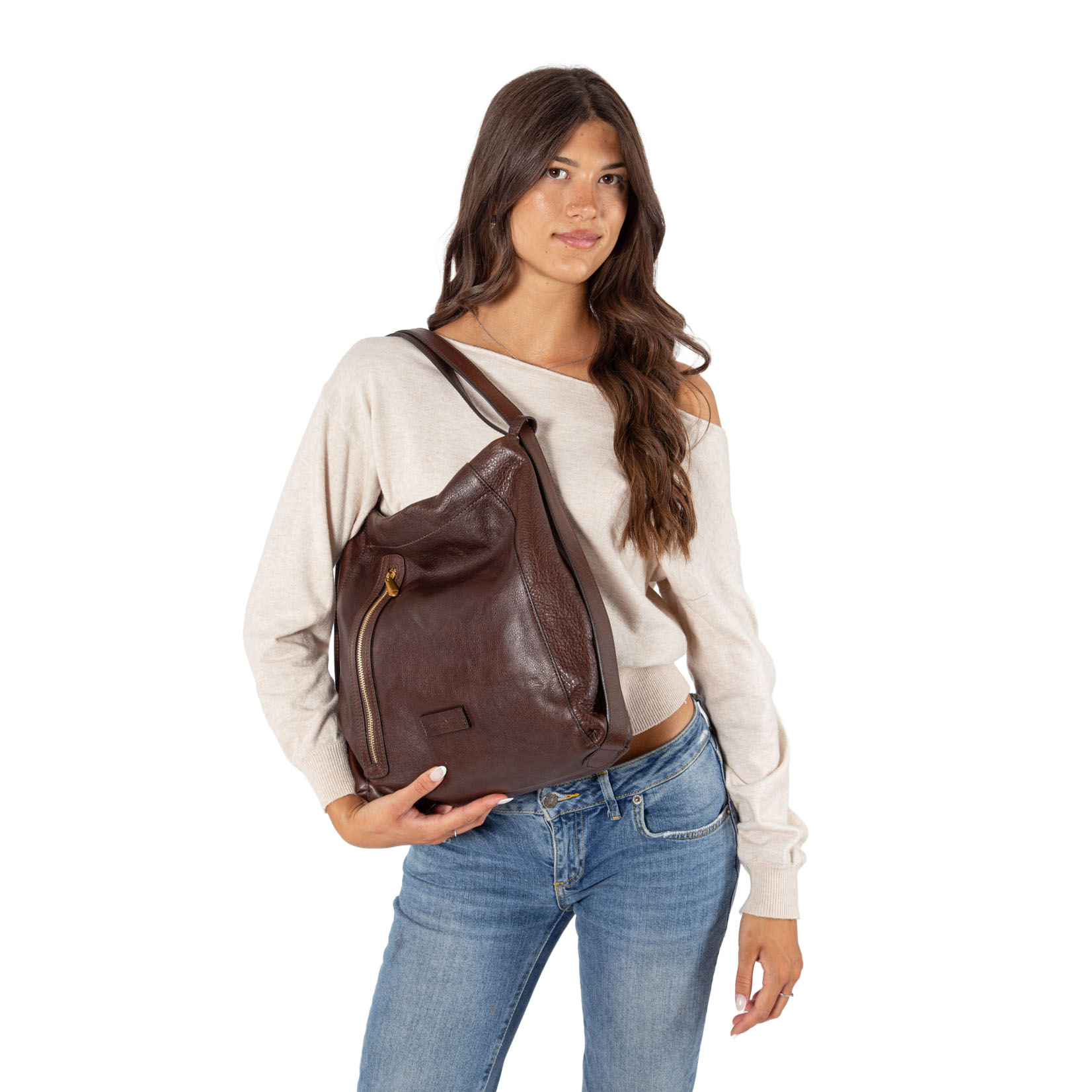 Borsa in pelle conciata al vegetale convertibile in zaino art. F27200 di Pelletteria Veneta