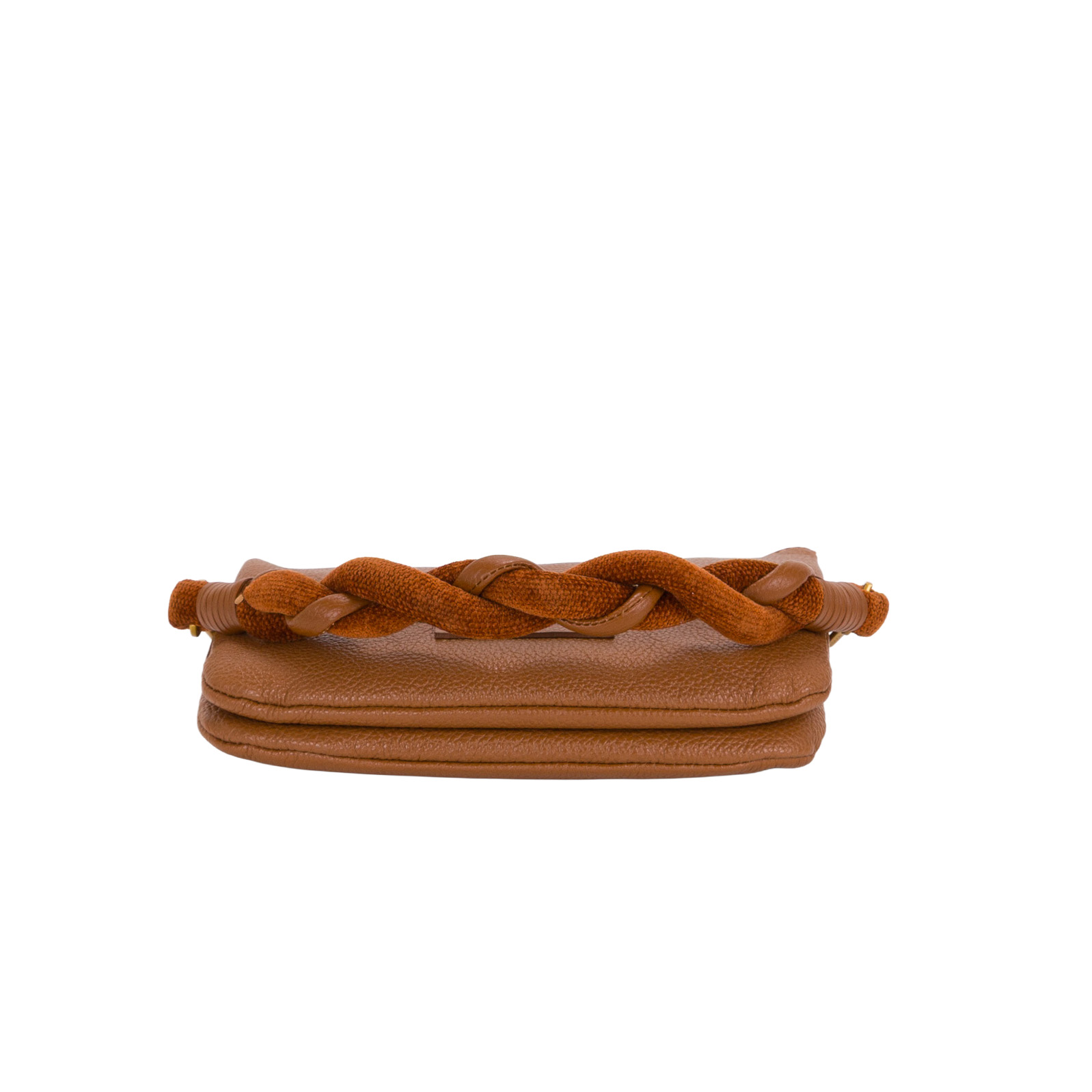Compact Italian Leather Pochette with Braided Handle V27619 - Image 5
