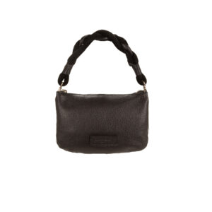Compact Italian Leather Pochette with Braided Handle V27619