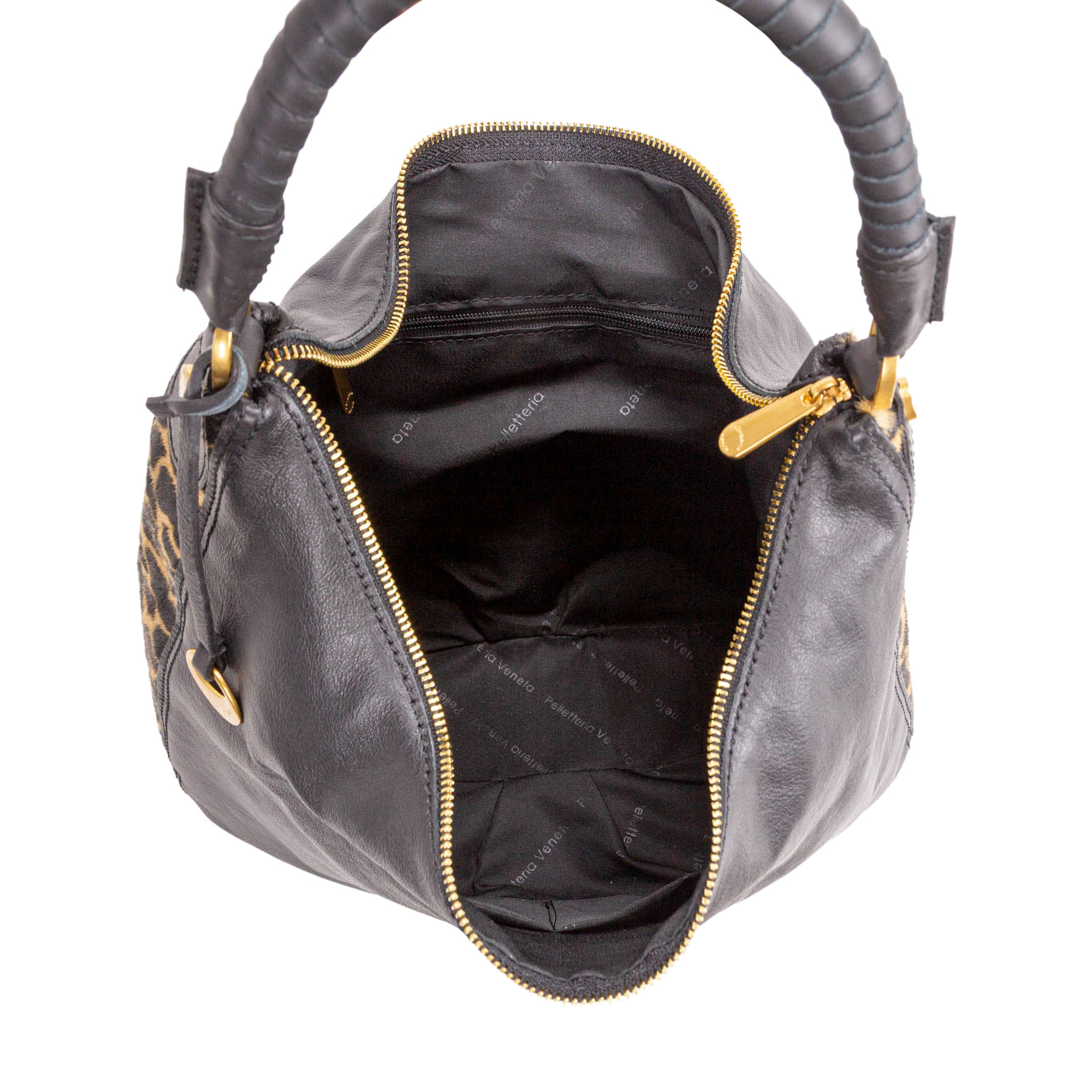 Borsa a spalla in nabuk da donna con manico intrecciati CAV26503 - immagine 6