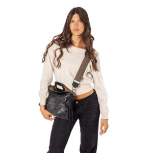Alternative view of Printed Leather Handbag with Integrated Handles and Fringe Z27209