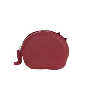 Piccola trousse in pelle con decorazione in forma di gatto, chiusura con zip. DI Pelletteria Veneta