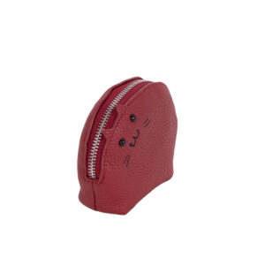 Piccola trousse in pelle con decorazione in forma di gatto, chiusura con zip. DI Pelletteria Veneta