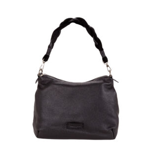 Pelletteria Veneta Soft pebble grain Leather Shoulder Bag with Braided Handle