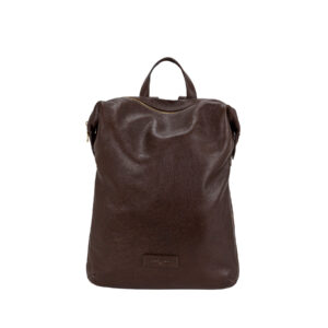 Expandable Leather Backpack with Adjustable Straps and Zip Closure