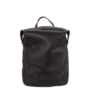 Expandable Leather Backpack with Adjustable Straps and Zip Closure